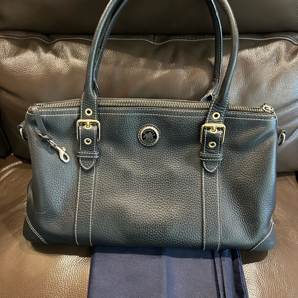 Dooney & Bourke Black Satchel with Gold Accents
